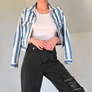 FOREVER 21 -Striped denim jean jacket